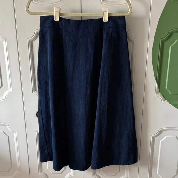 Whistles Navy Denim zipper skirt - Picture 5 of 6